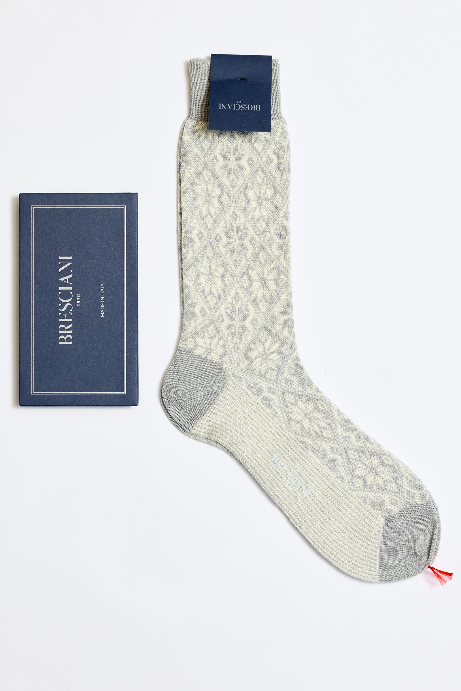 Gri Etnik Desenli Yün Çorap