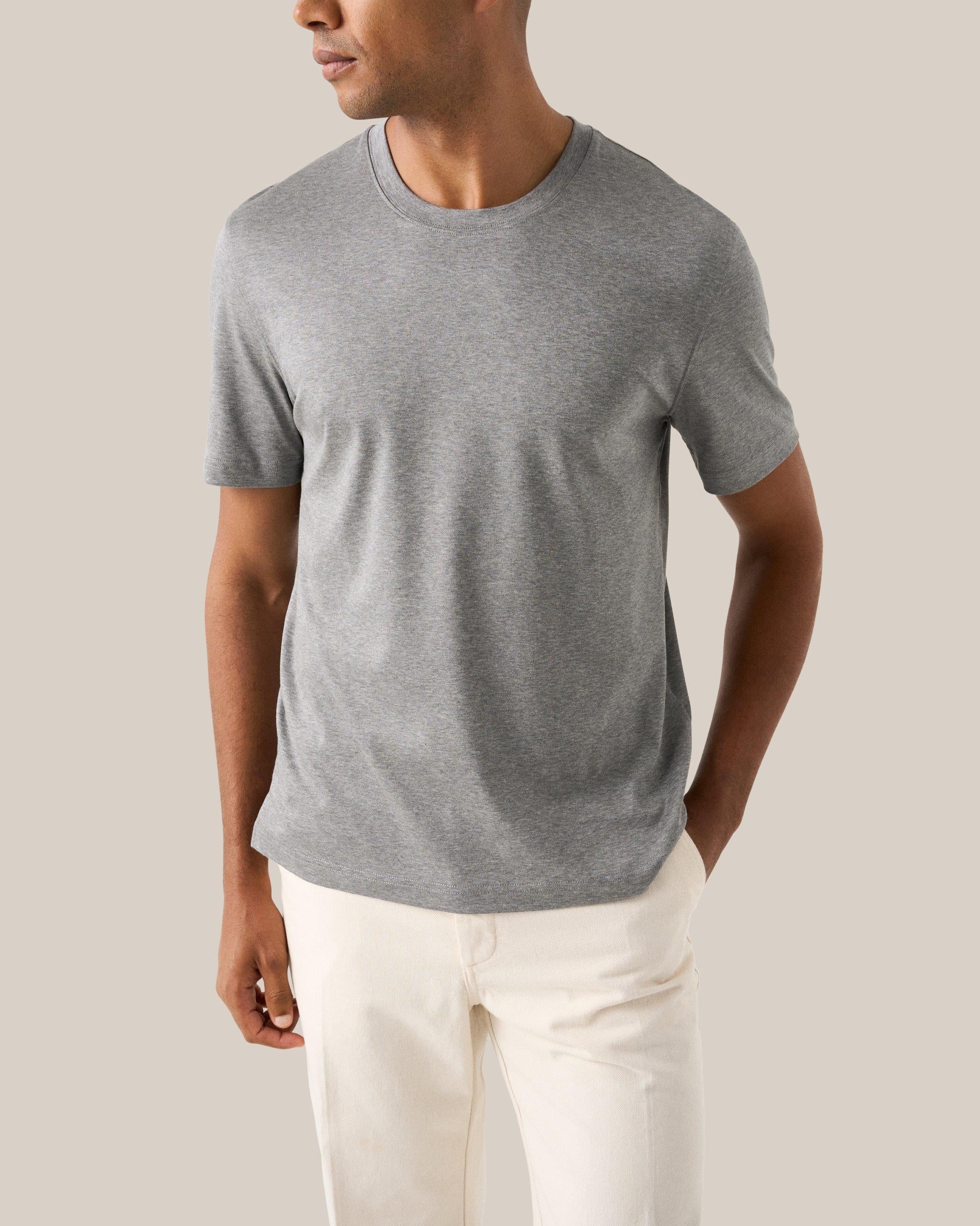 Gri Filo Di Scozia Pamuk T-Shirt - 1