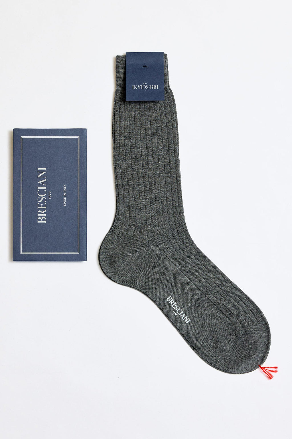Gri Fitilli Yün Çorap - 1