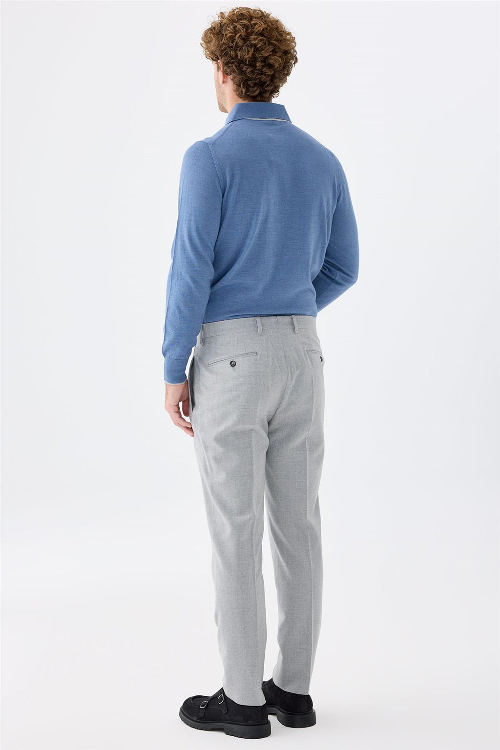 Gri Flanel Yün Pantolon - 4