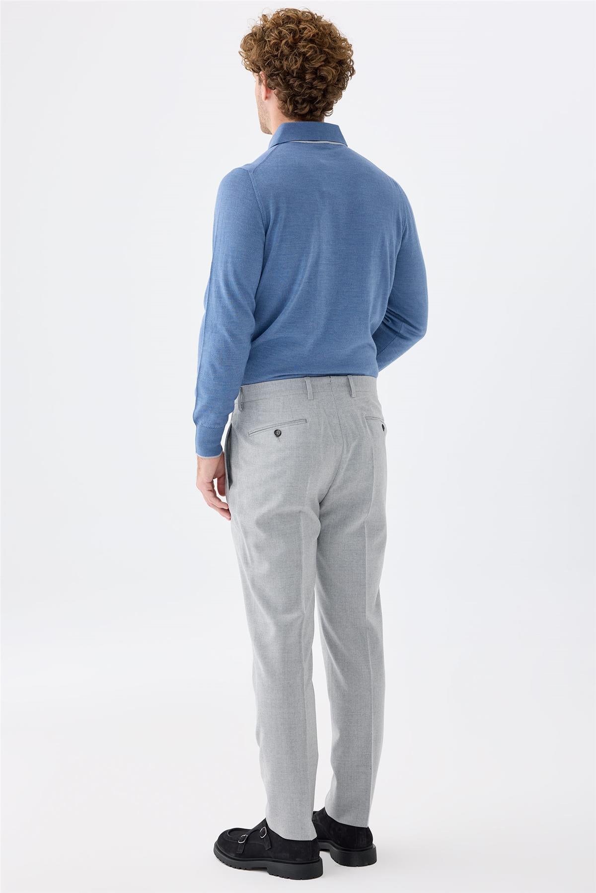 Gri Flanel Yün Pantolon - Image 4