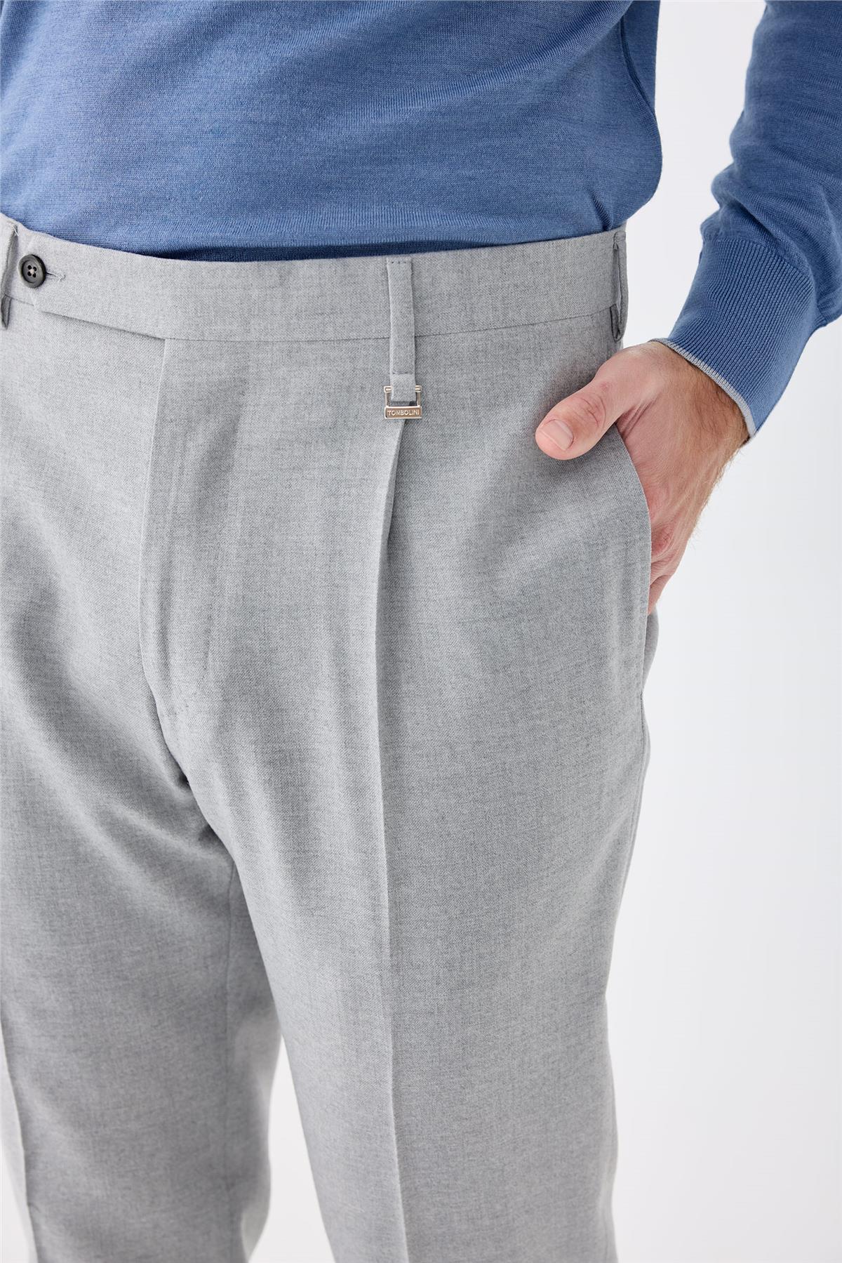 Gri Flanel Yün Pantolon - Image 3