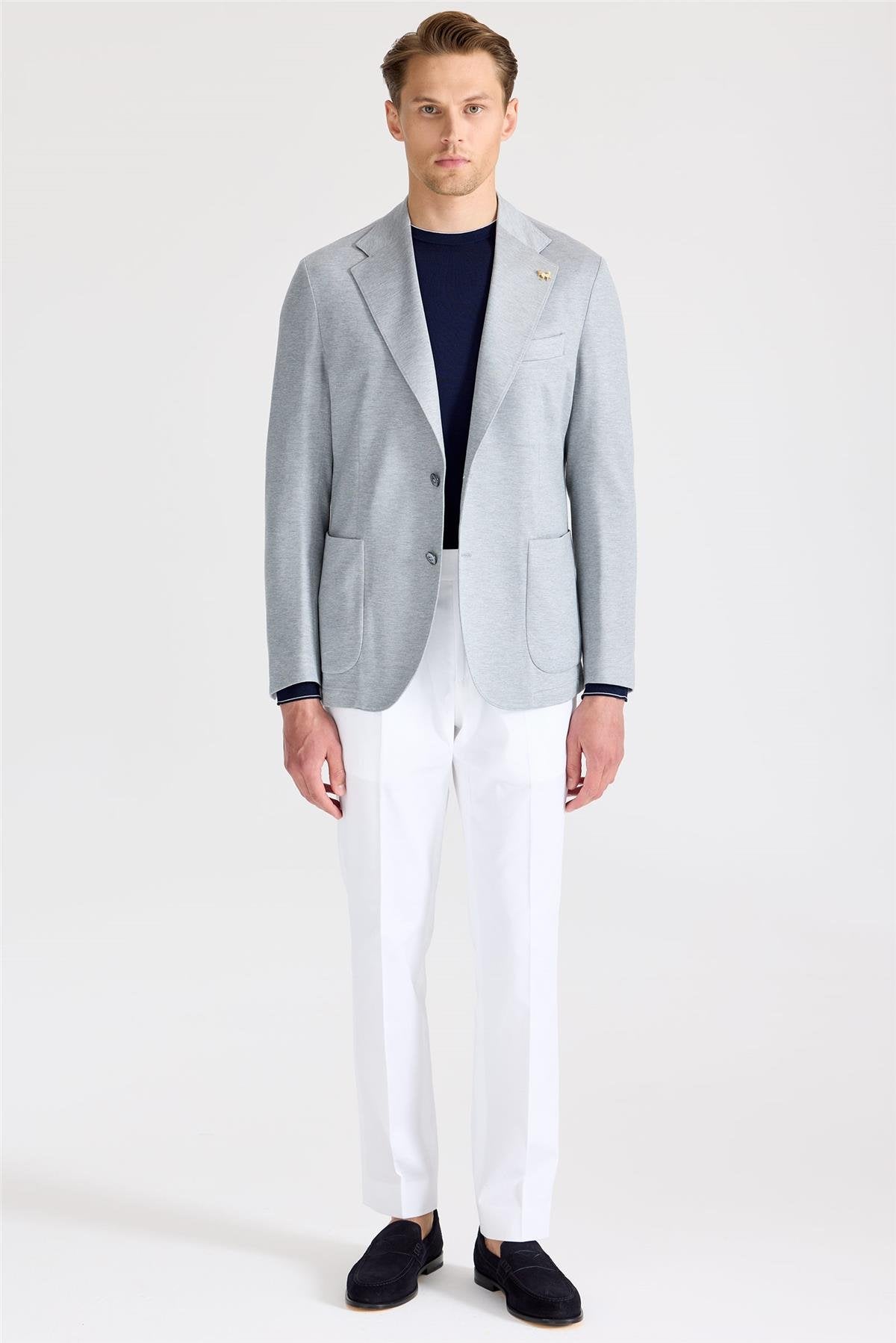 Gri İpek Pamuk Ceket - Image 1