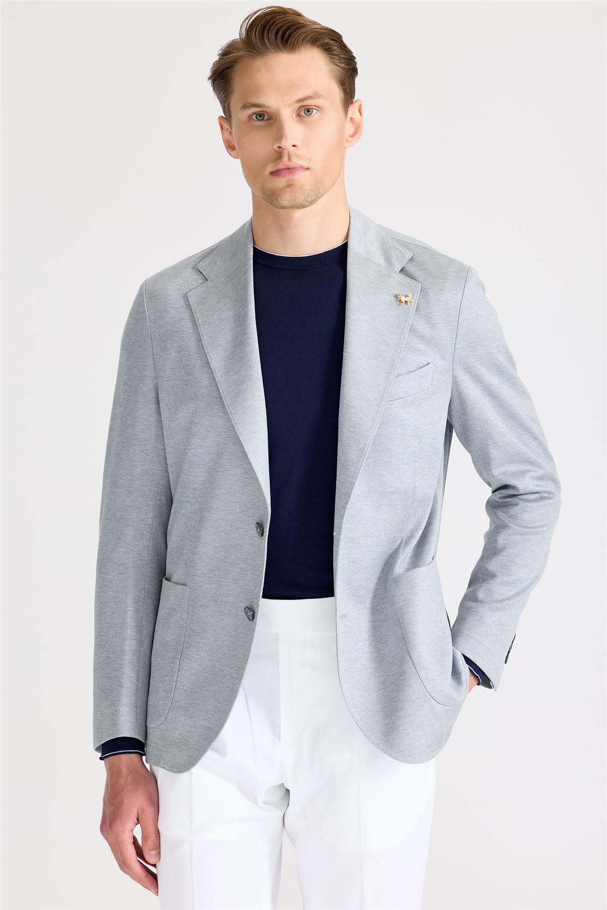 Gri İpek Pamuk Ceket - Image 3