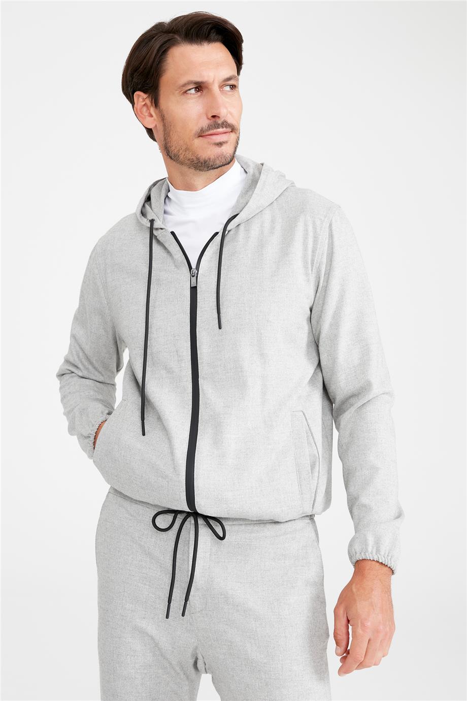 Gri Kapüşonlu Sweatmont - 7