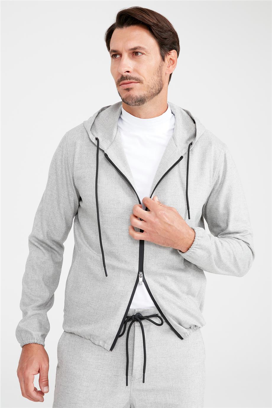 Gri Kapüşonlu Sweatmont - Image 2