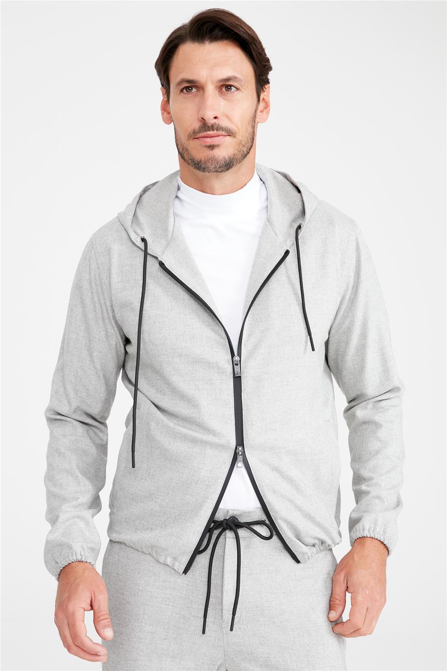 Gri Kapüşonlu Sweatmont - 1