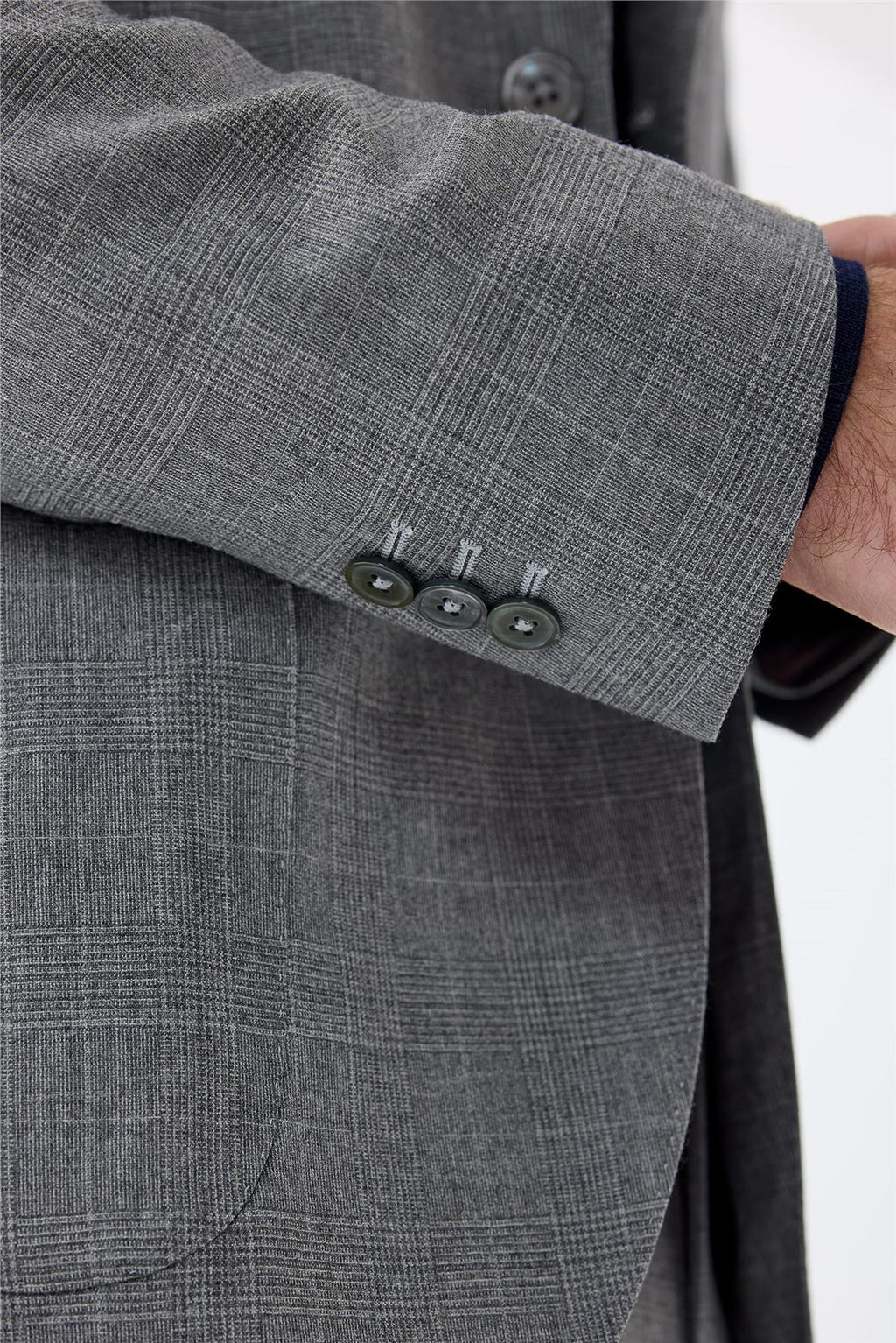 Gri Kareli Yün Takım Elbise - Image 4