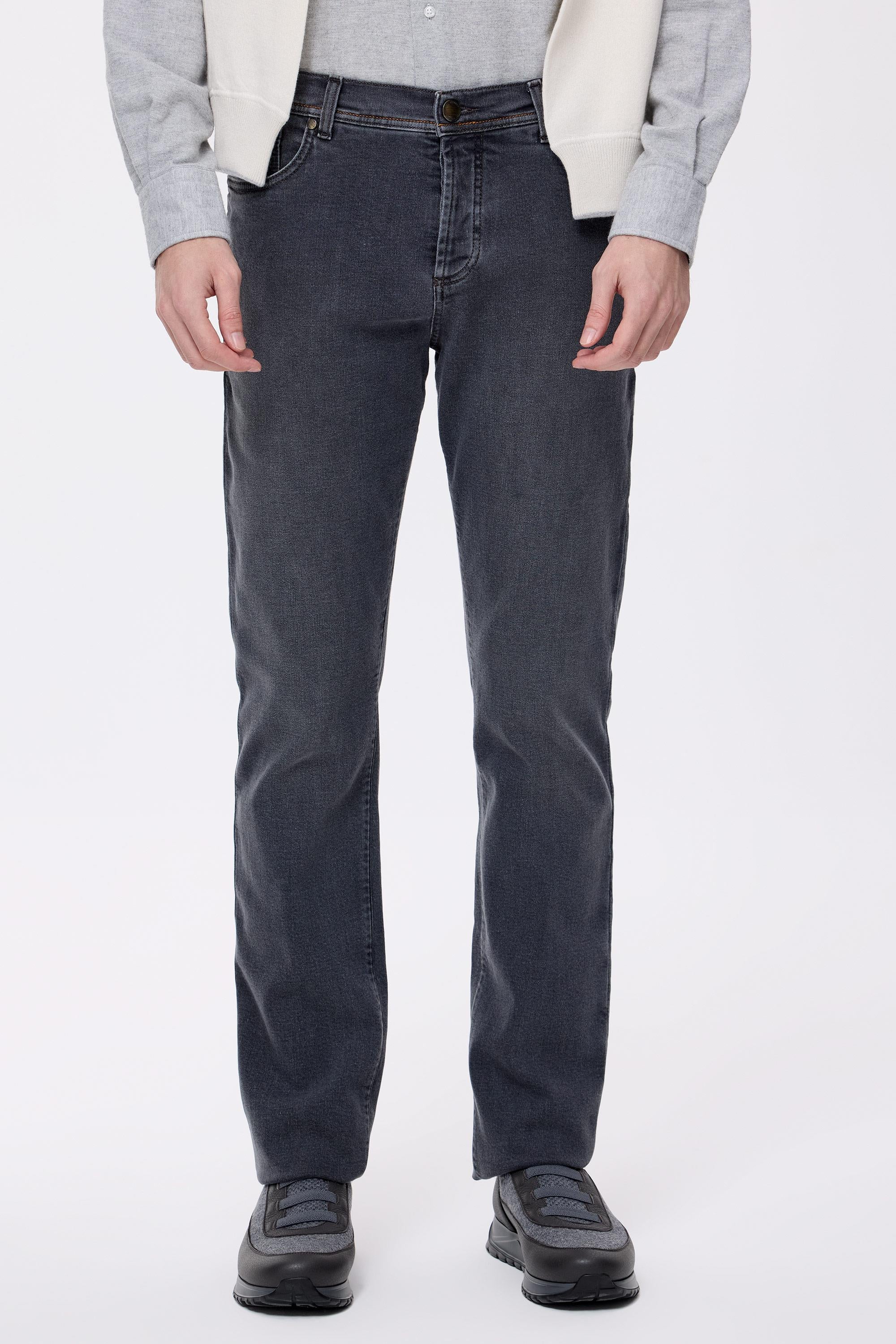 Gri Kaşmirli Denim Pantolon - 2