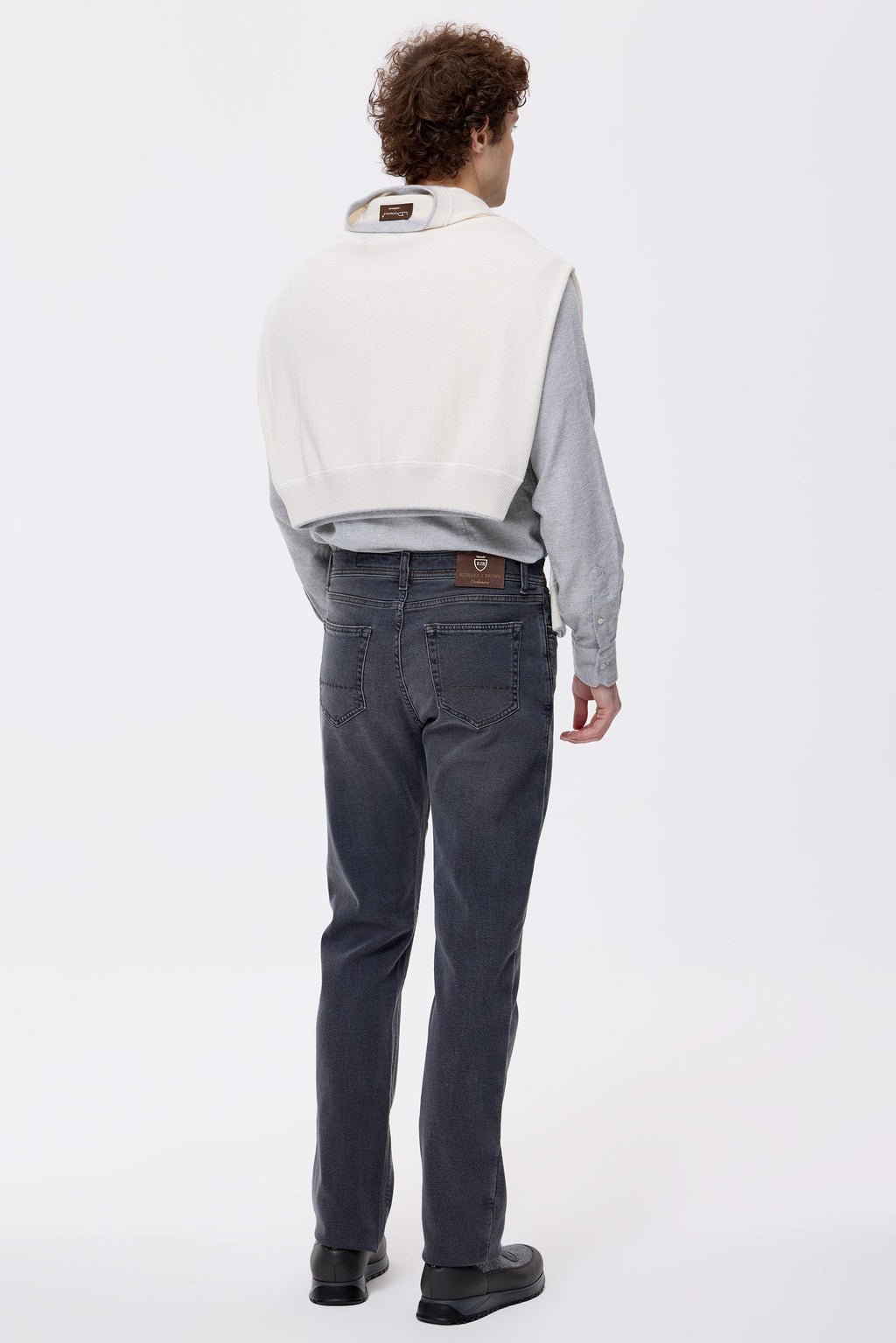 Gri Kaşmirli Denim Pantolon - 5