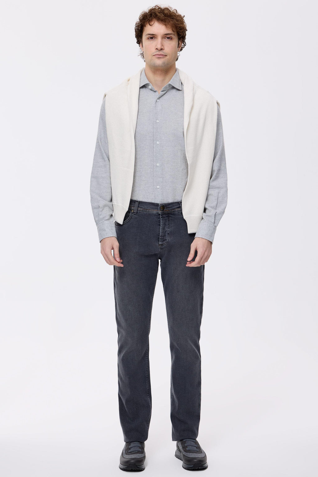 Gri Kaşmirli Denim Pantolon - Image 1