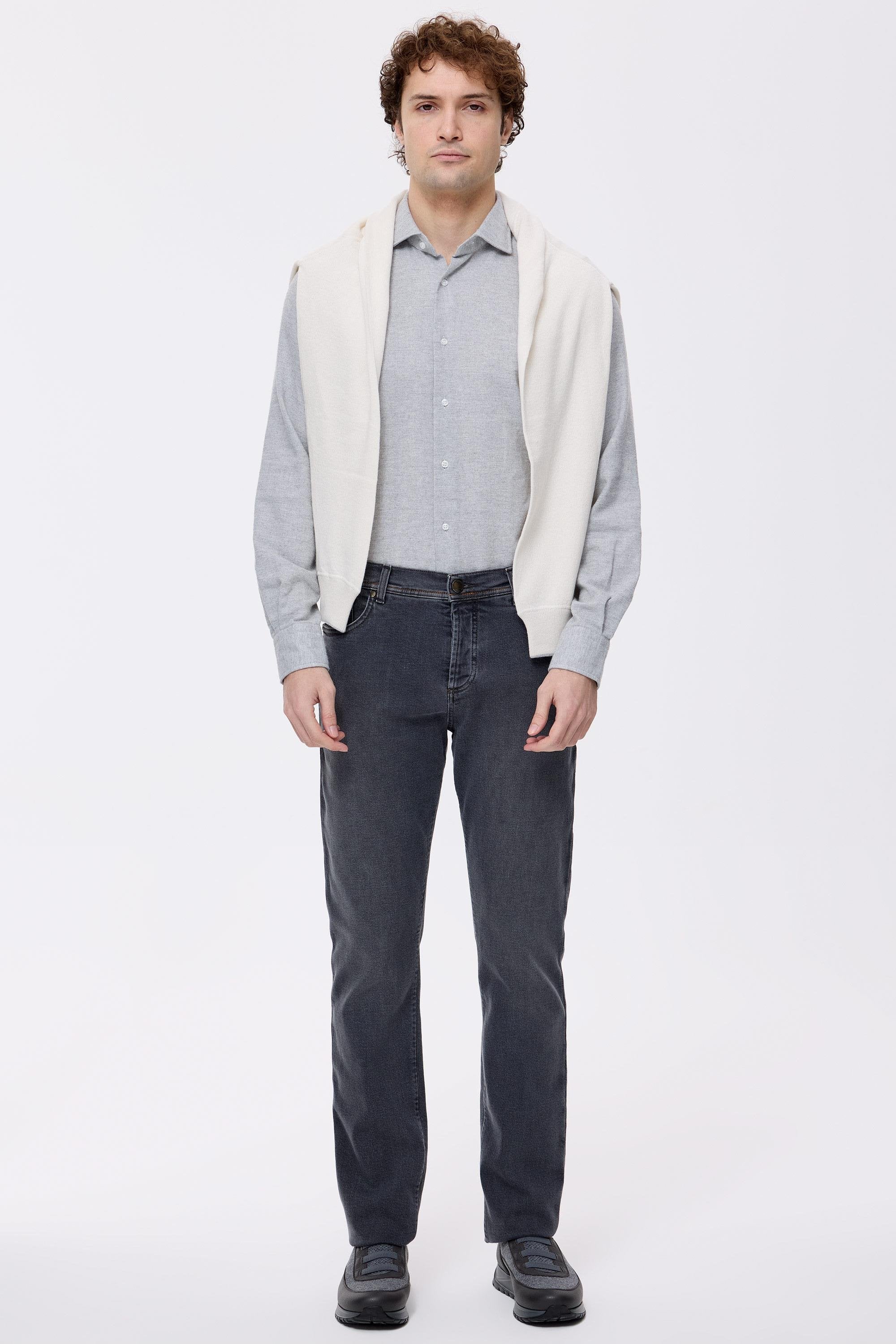 Gri Kaşmirli Denim Pantolon - Image 1
