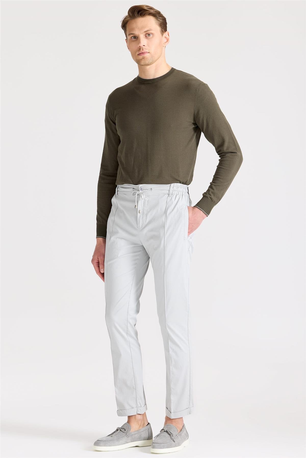 Gri Likra Pamuk Spor Pantolon - Image 4