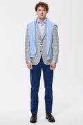 Gri Mavi Ekoseli Yün Kaşmir Ceket - Image 1