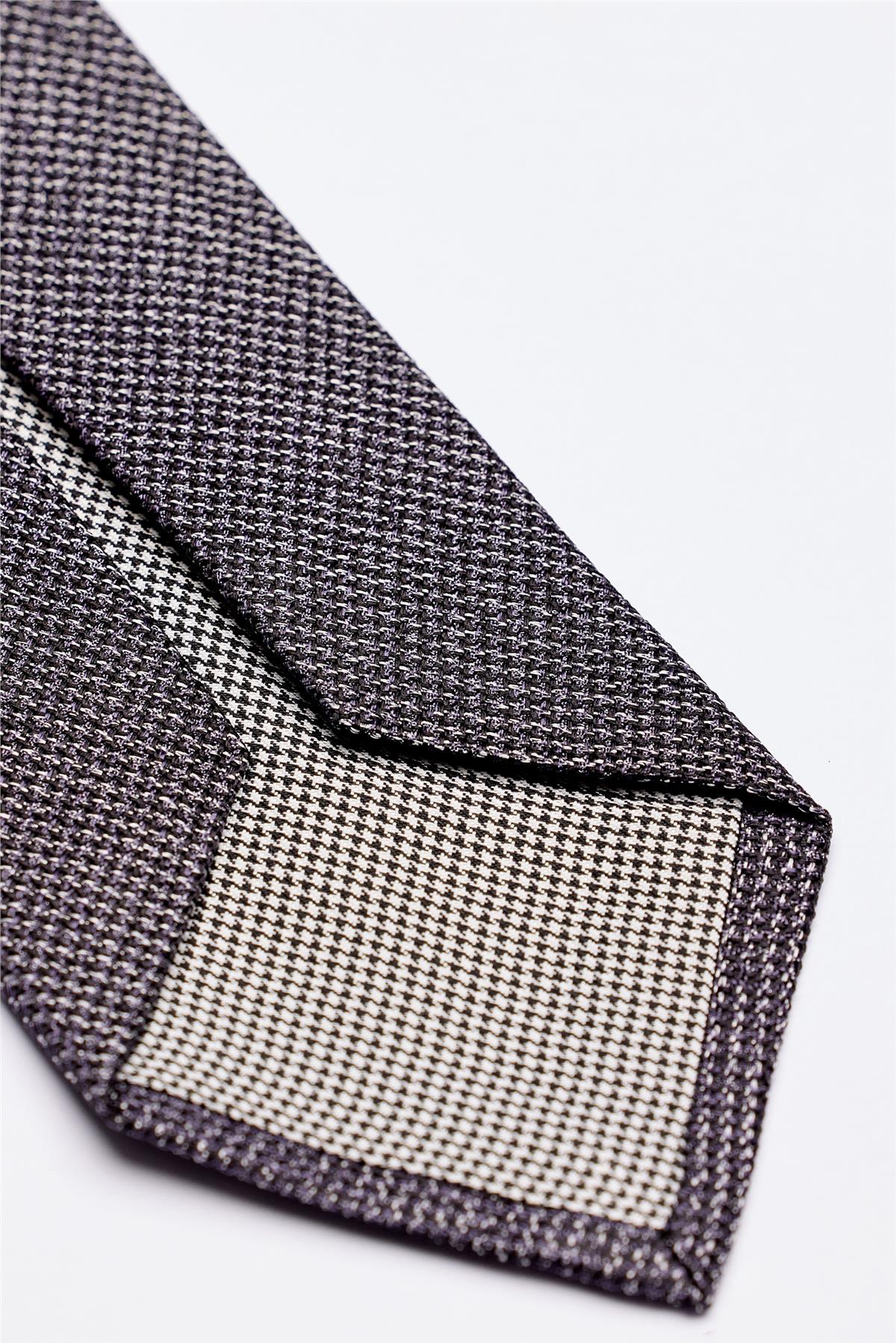 Gri Mor Melanjlı 5 Fold İpek Kravat - Image 4