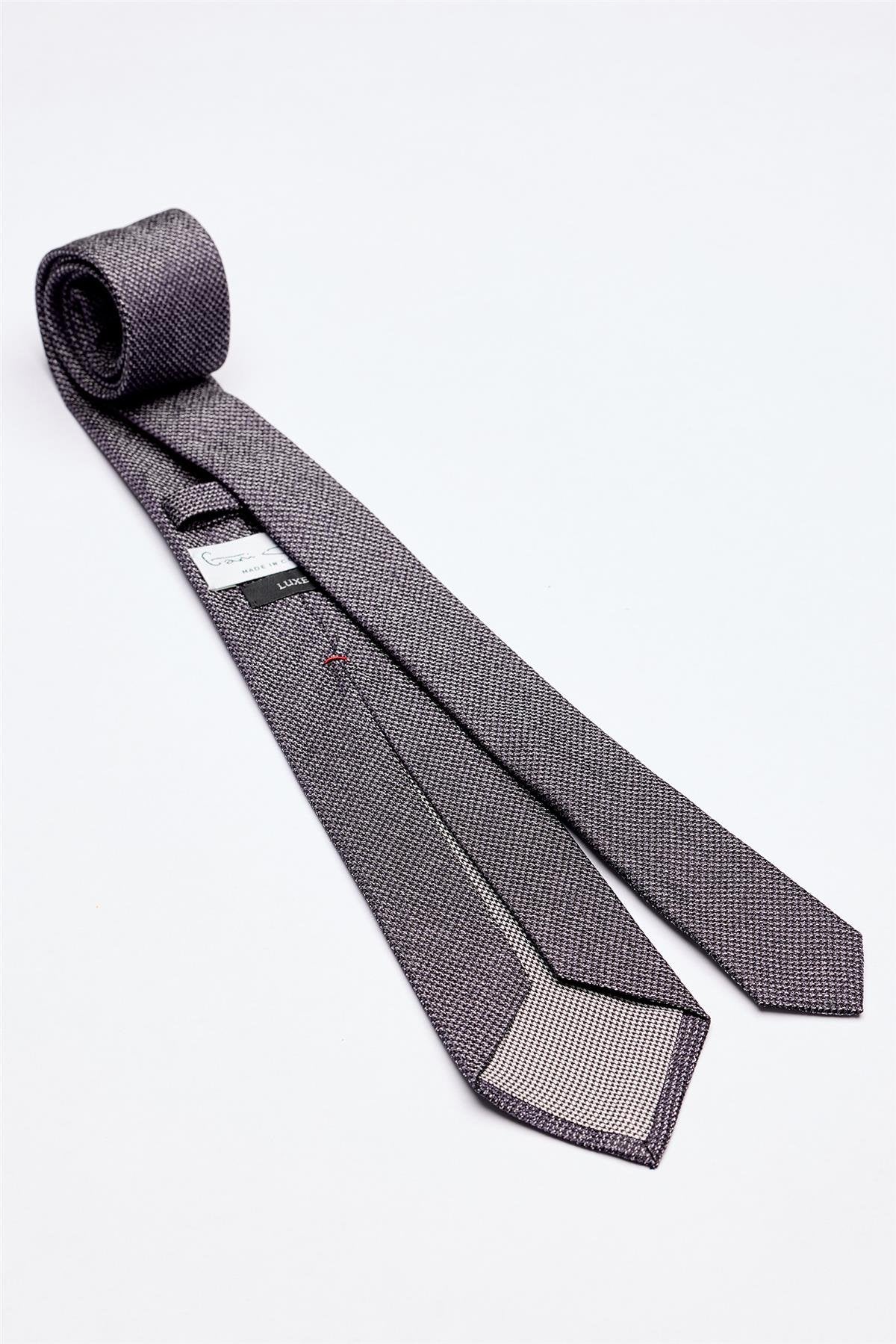 Gri Mor Melanjlı 5 Fold İpek Kravat - Image 2