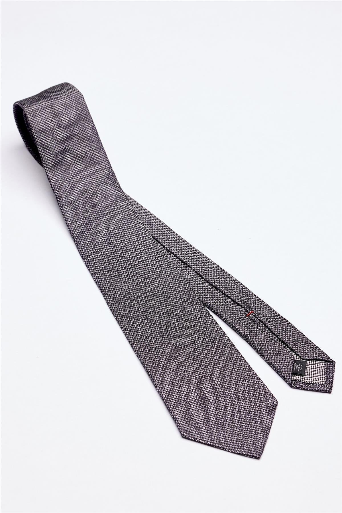 Gri Mor Melanjlı 5 Fold İpek Kravat - Image 1