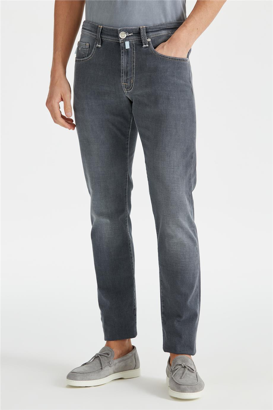 Gri Organik Pamuklu Denim Pantolon - 4