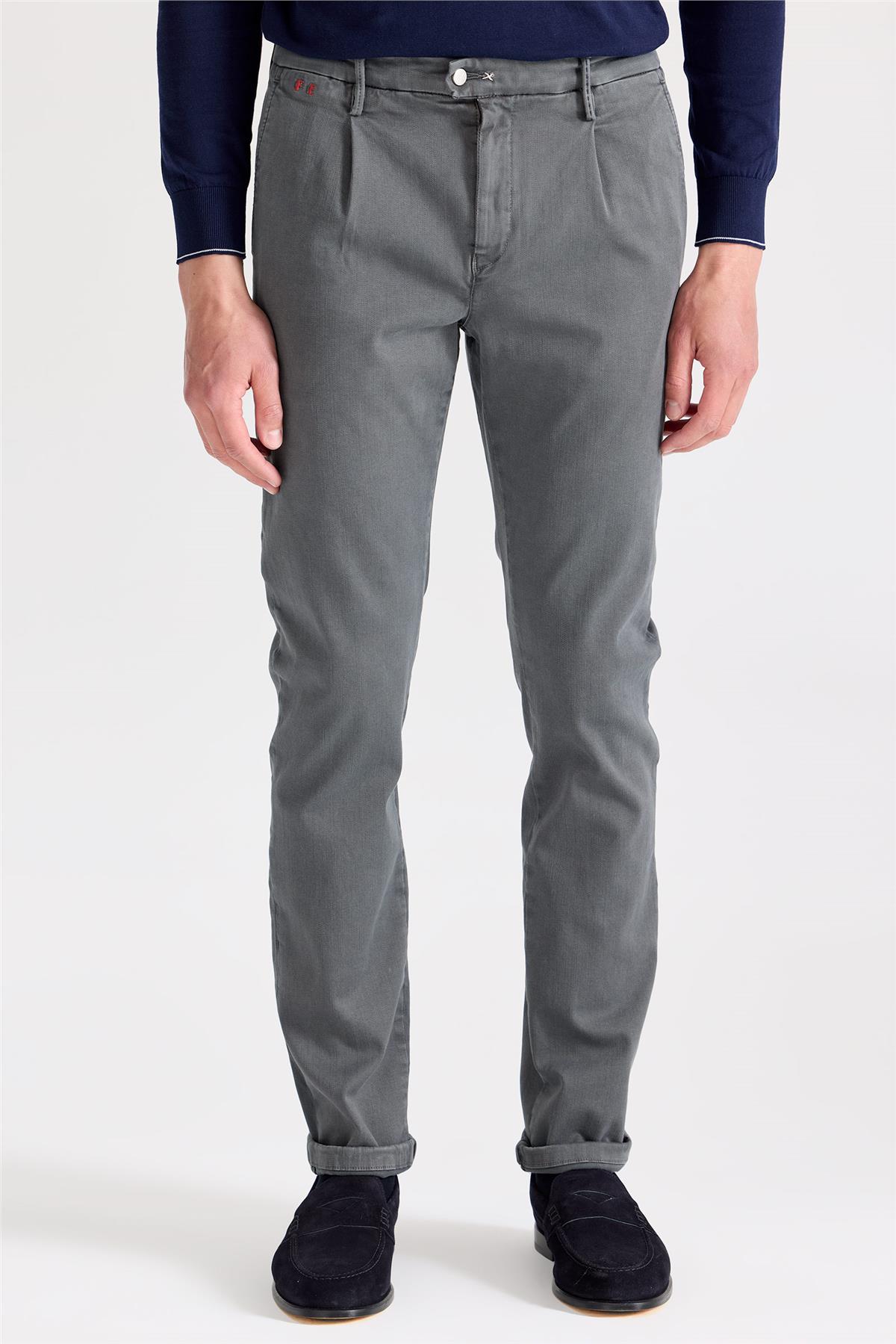 Gri Pamuk Chino Pantolon - Image 3