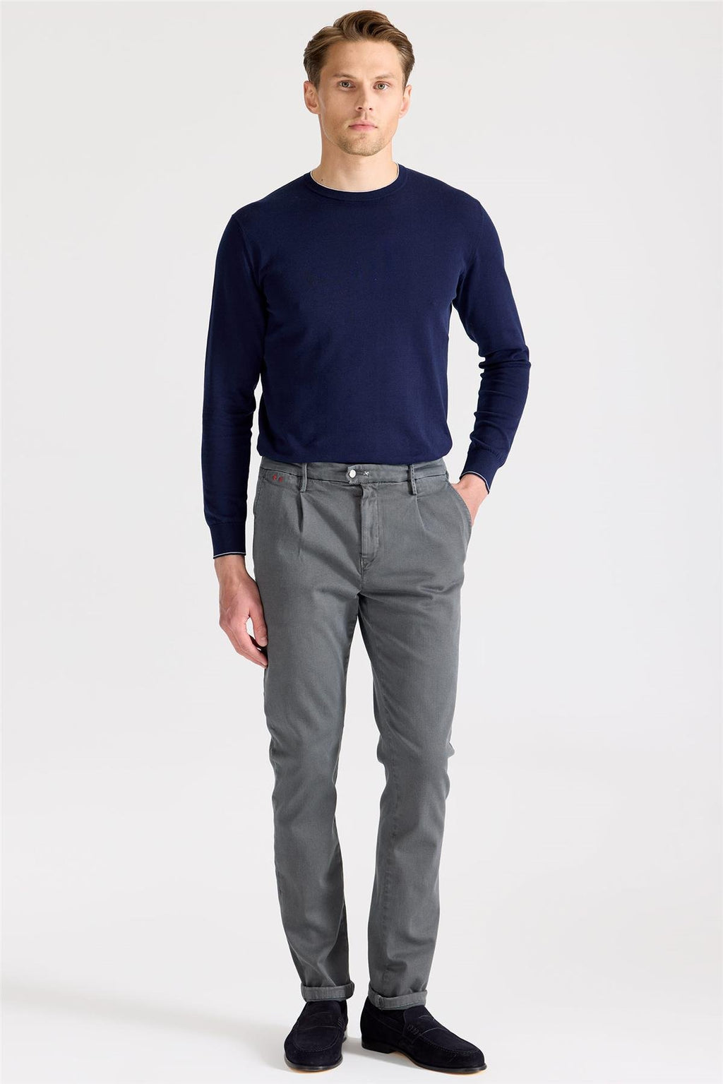 Gri Pamuk Chino Pantolon - Image 1