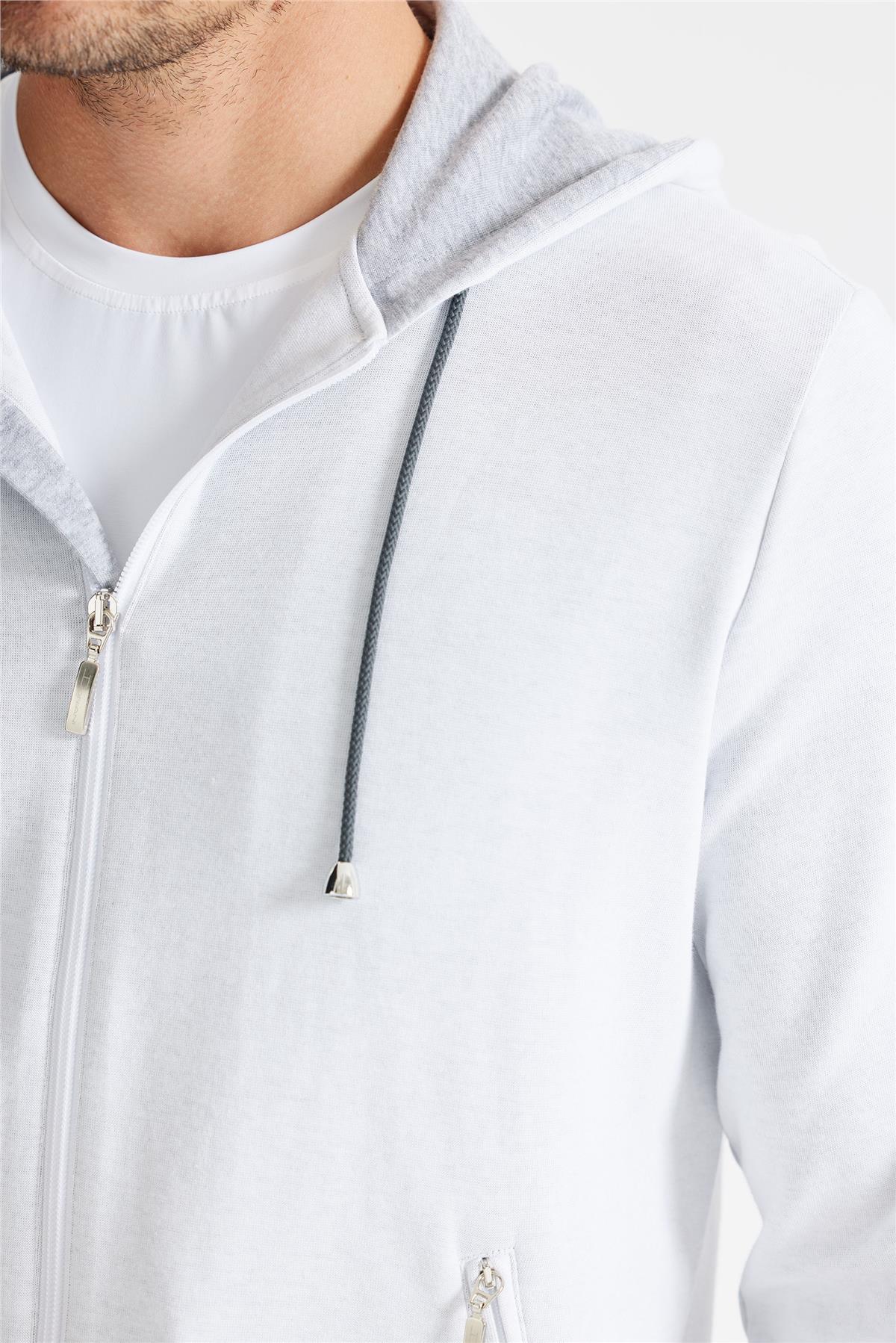 Gri Pamuk Kapüşonlu Eşofman Takımı - Image 4