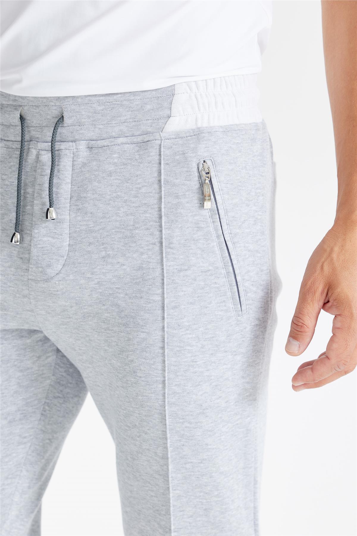 Gri Pamuk Kapüşonlu Eşofman Takımı - Image 5