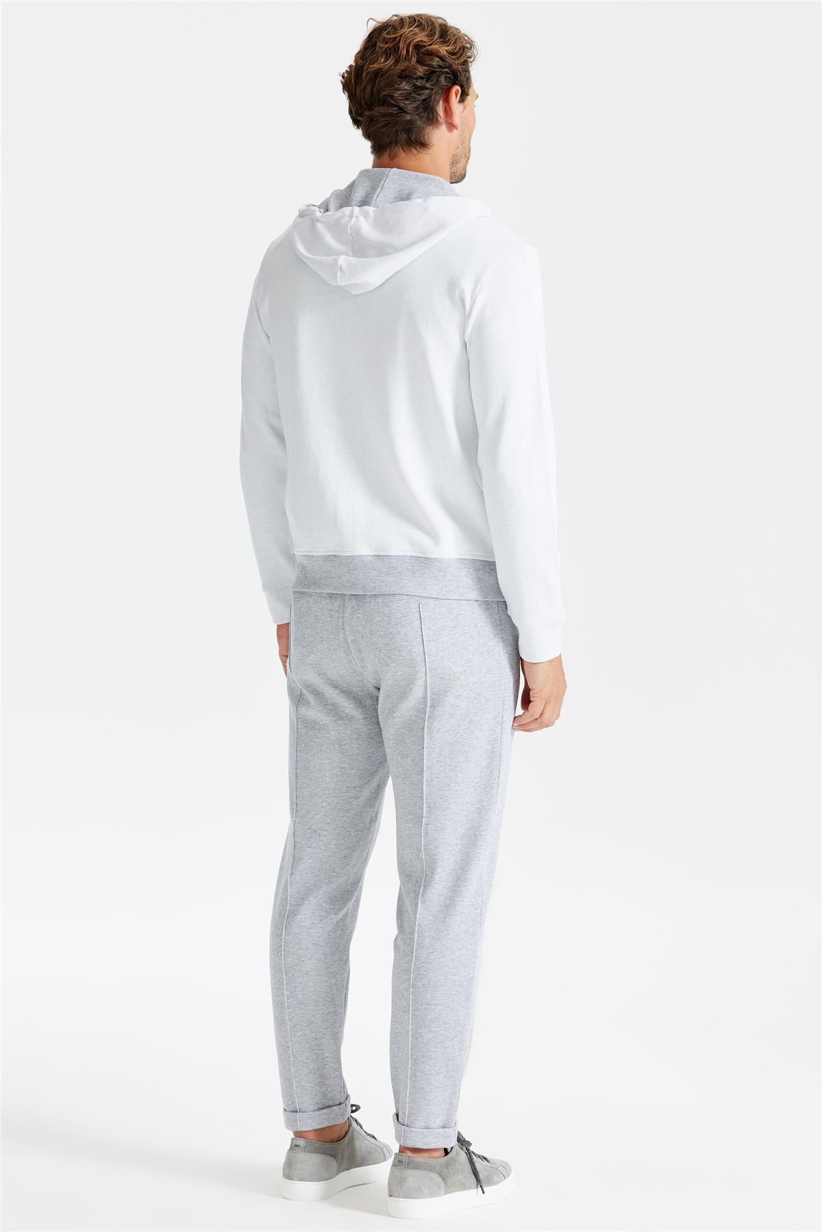 Gri Pamuk Kapüşonlu Eşofman Takımı - Image 3