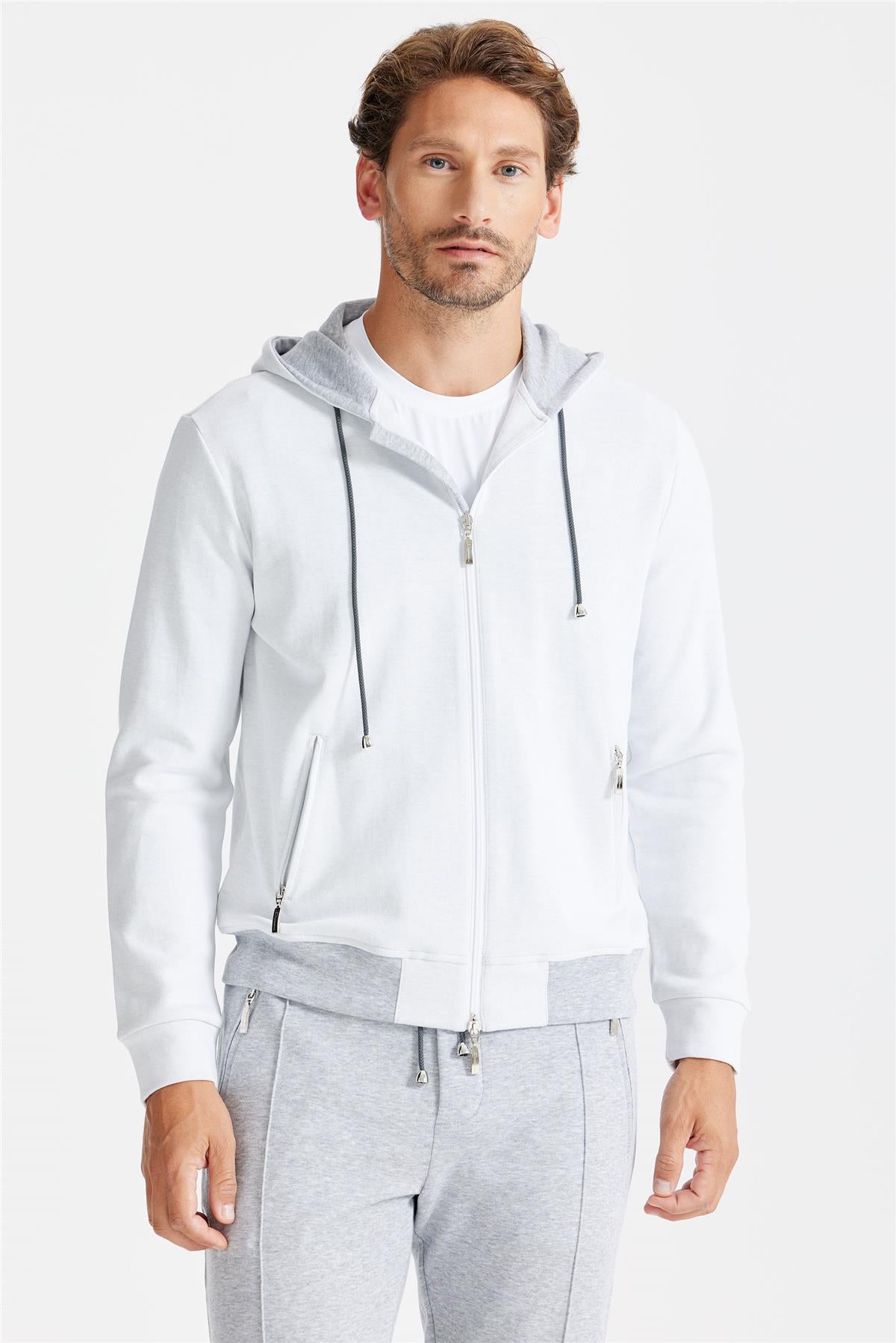 Gri Pamuk Kapüşonlu Eşofman Takımı - Image 2