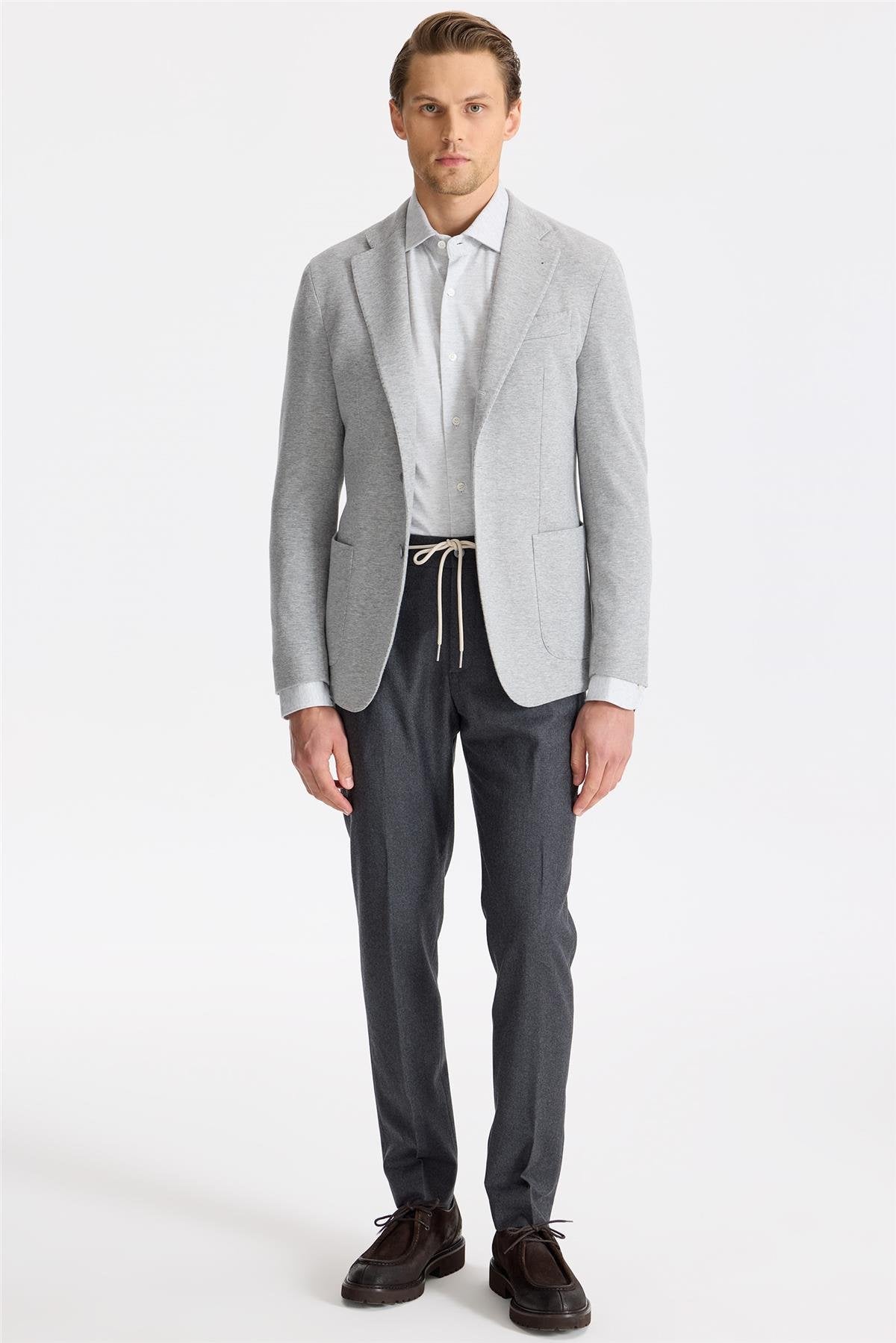 Gri Pamuk Kaşmir Ceket - Image 1