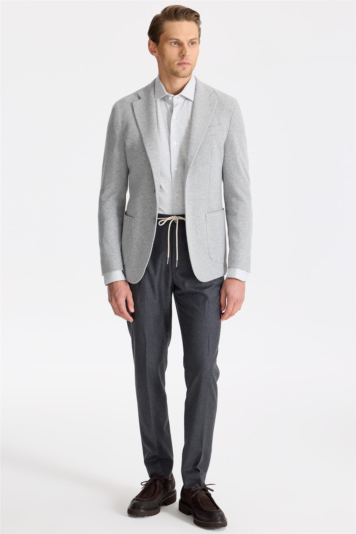 Gri Pamuk Kaşmir Ceket - Image 2