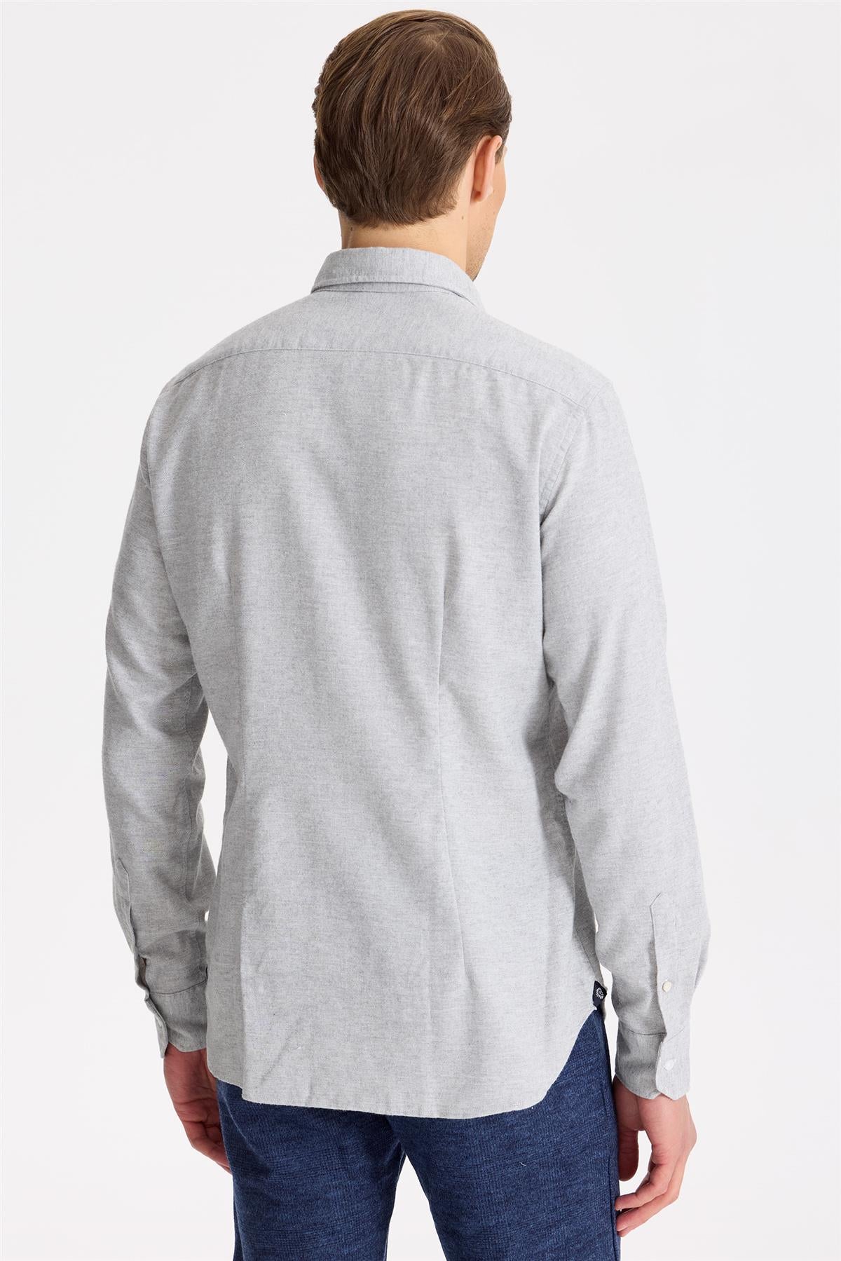 Gri Pamuk Teknik Gömlek - Image 5
