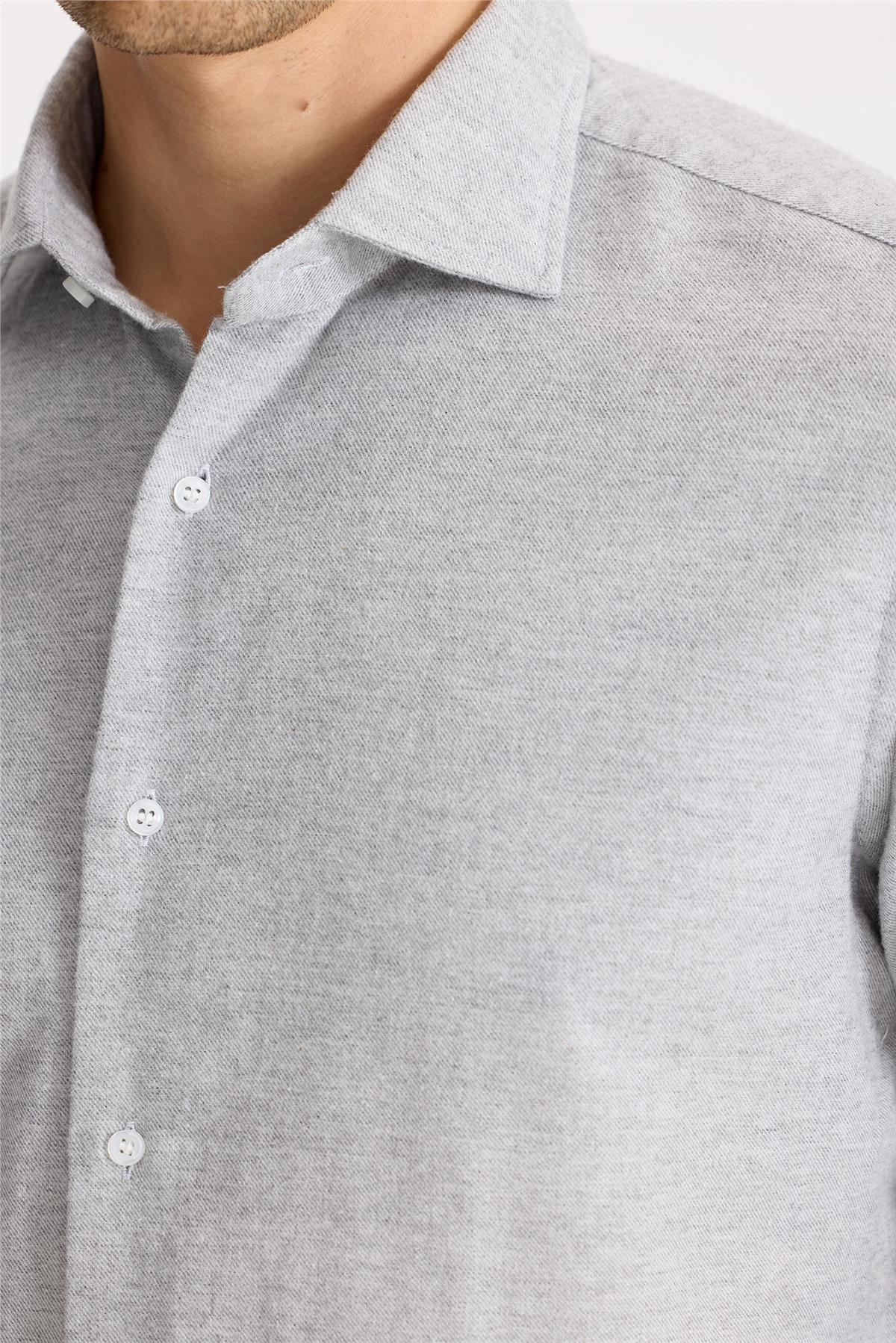 Gri Pamuk Teknik Gömlek - Image 4