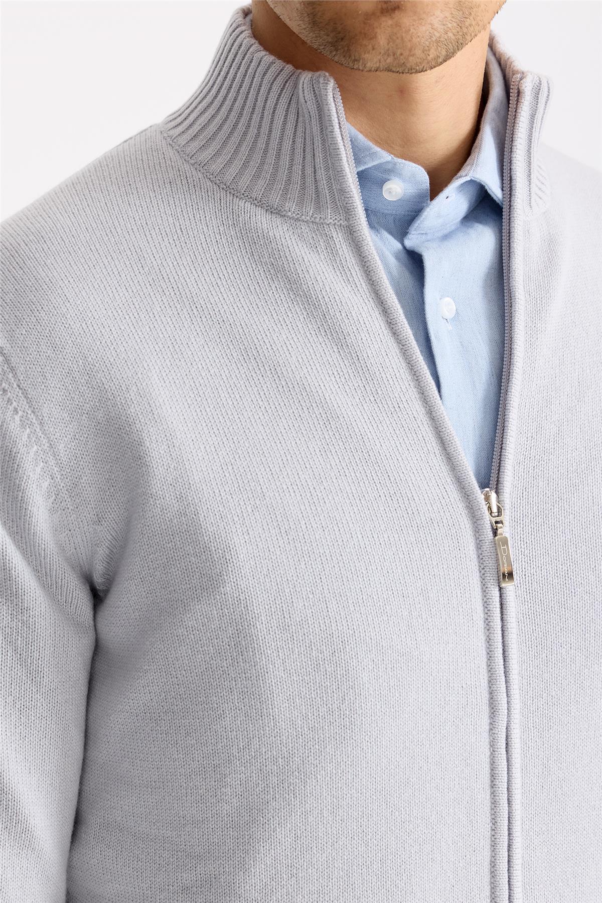 Gri Saf Kaşmir Triko Mont - Image 4