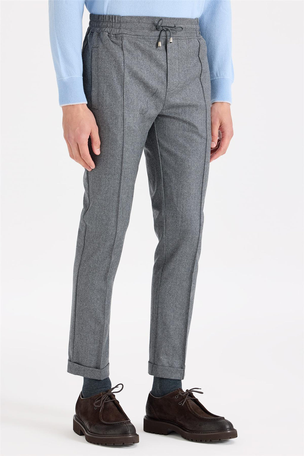 Gri Saf Yün Spor Pantolon - Image 4