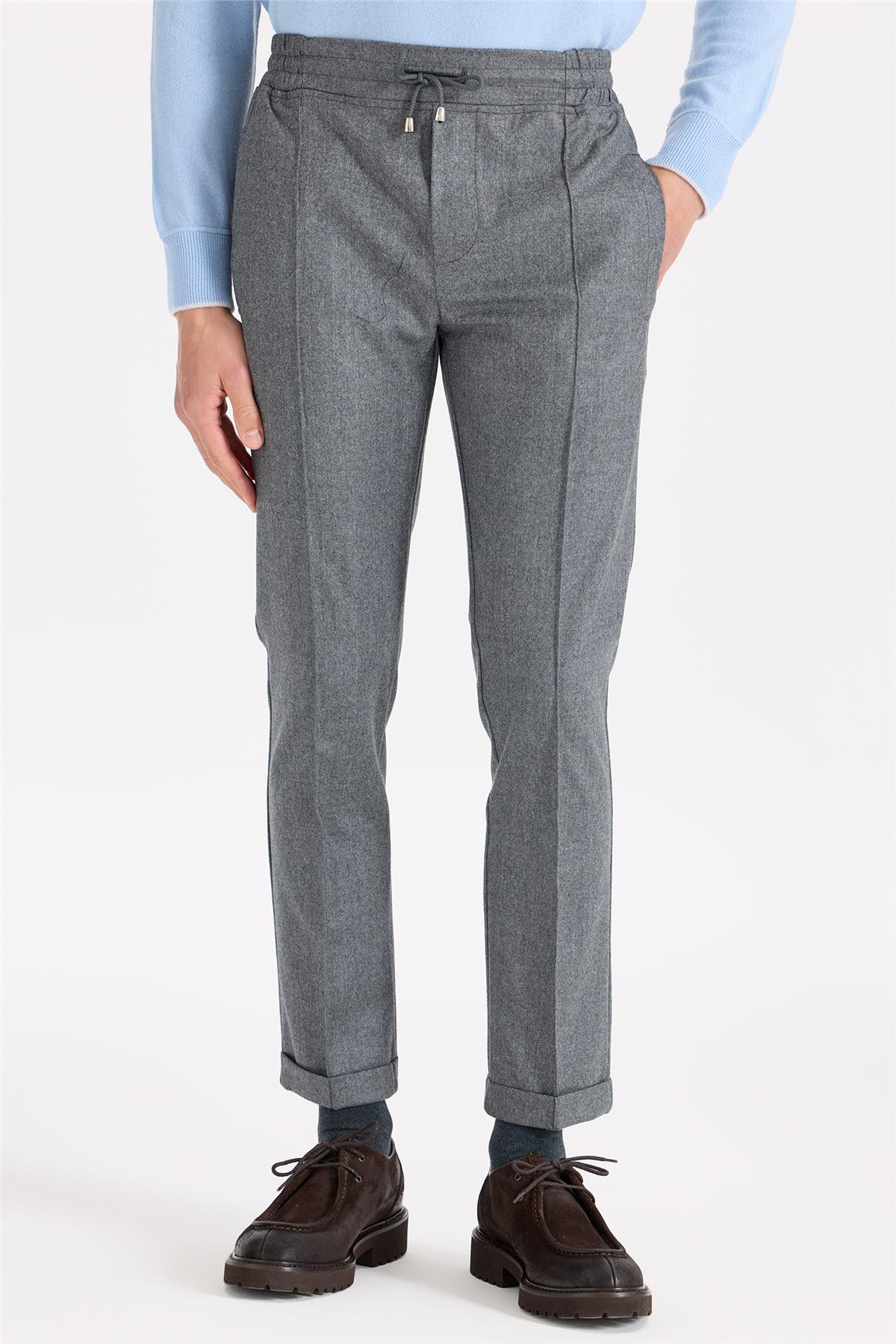 Gri Saf Yün Spor Pantolon - Image 3