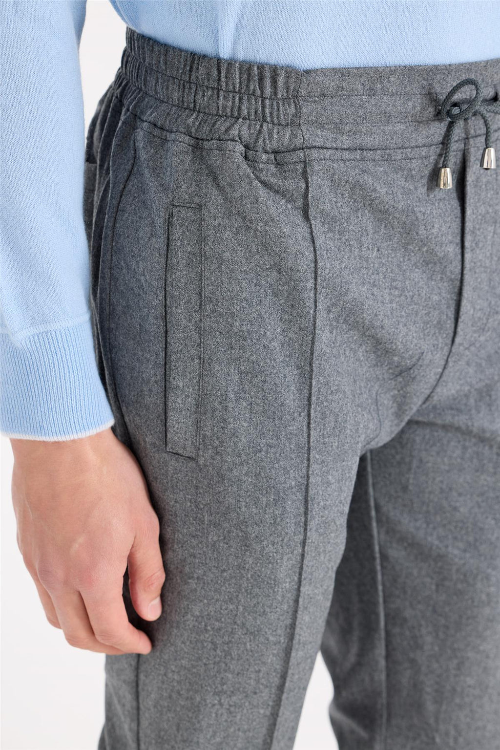 Gri Saf Yün Spor Pantolon - Image 5