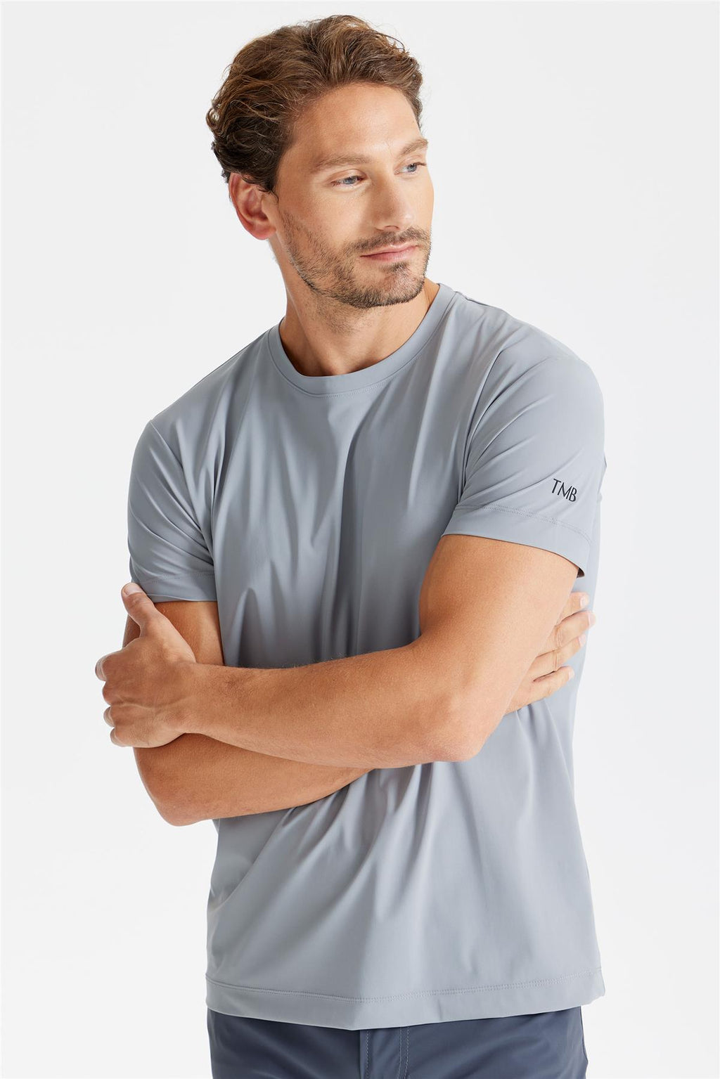 Gri Sıfır Yaka Teknik T-Shirt - 4