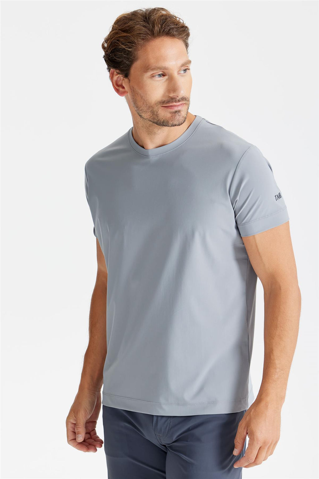Gri Sıfır Yaka Teknik T-Shirt - 2