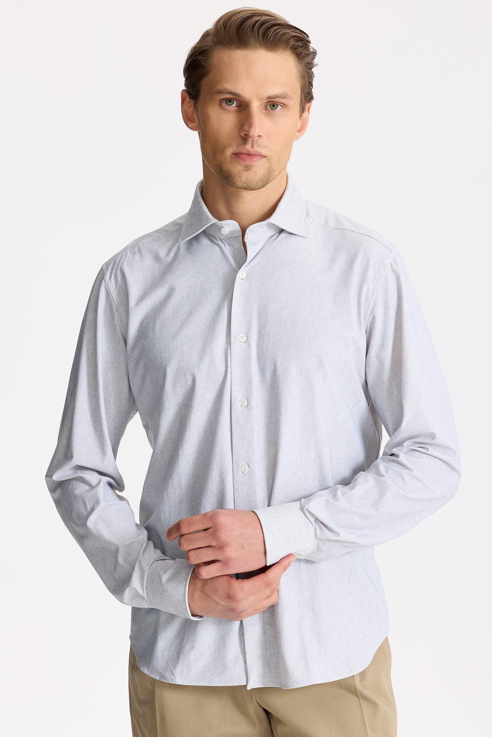 Gri Teknik Kumaş Gömlek - Image 2