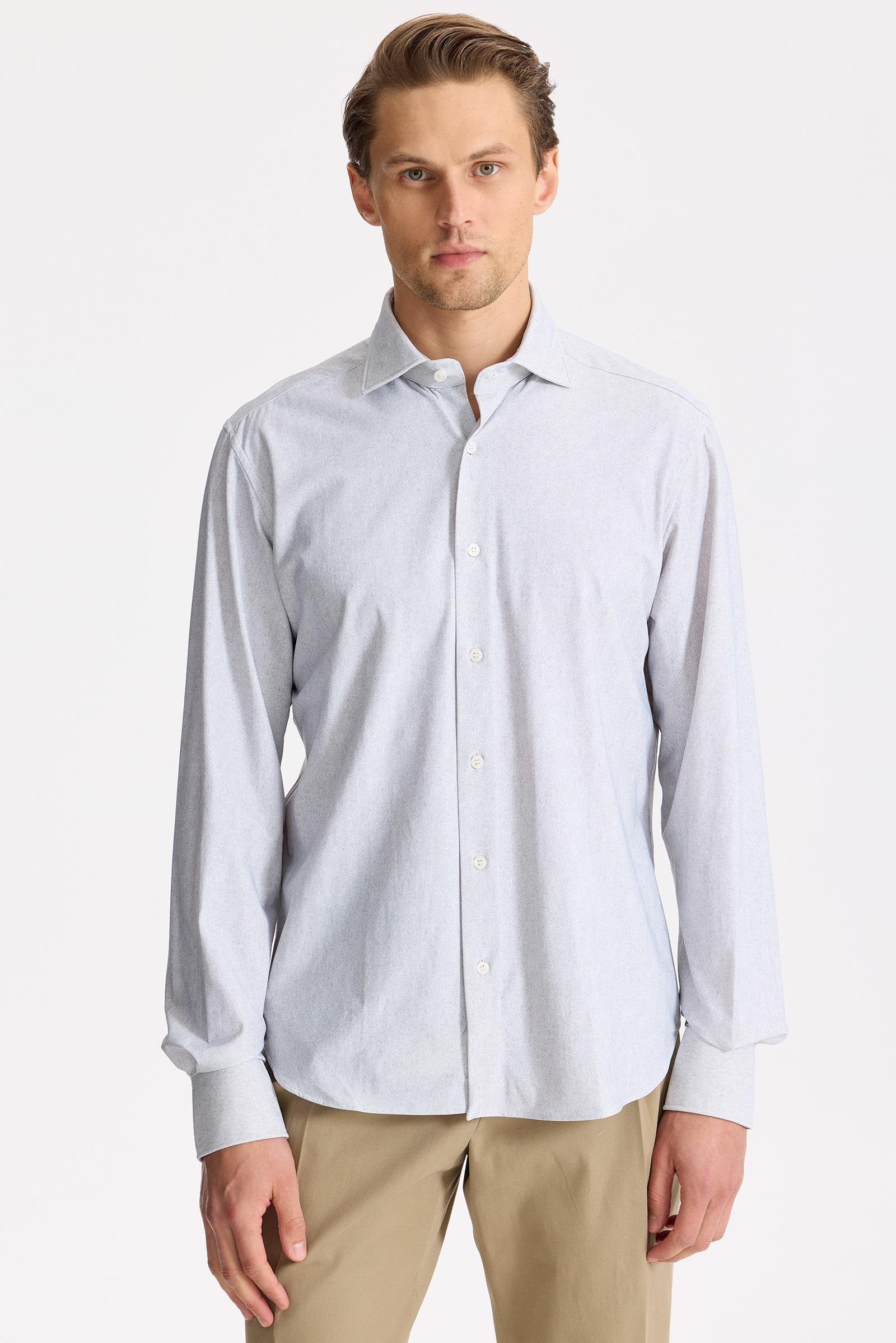 Gri Teknik Kumaş Gömlek - Image 1