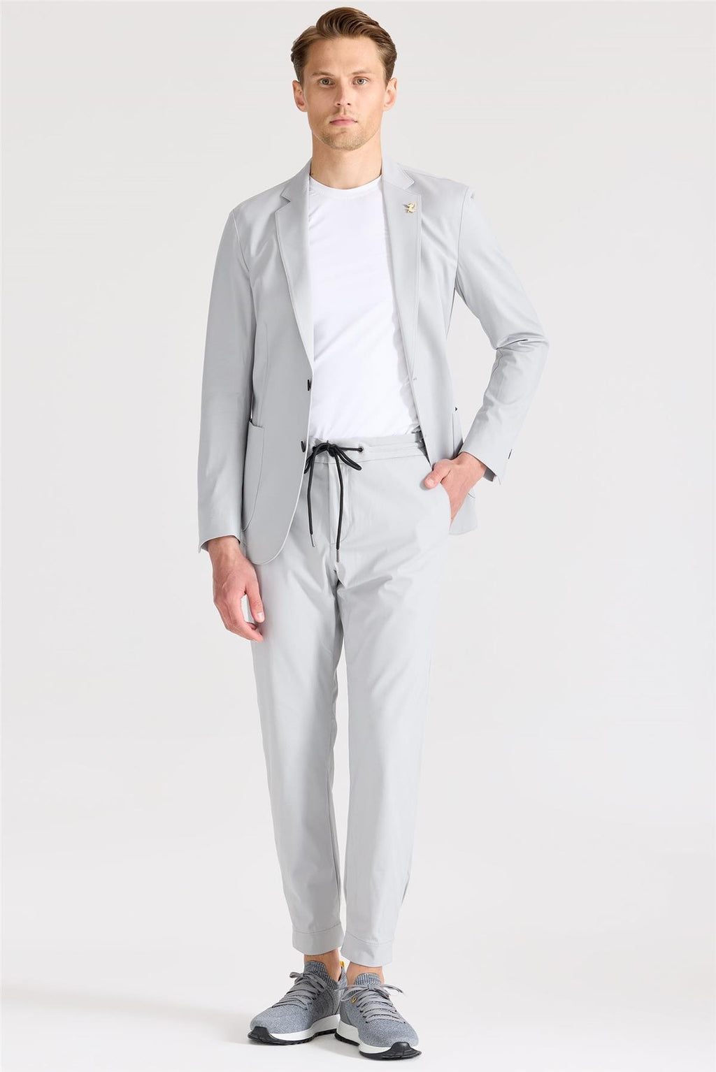 Gri Teknik Kumaş Takım Ebise - Image 5