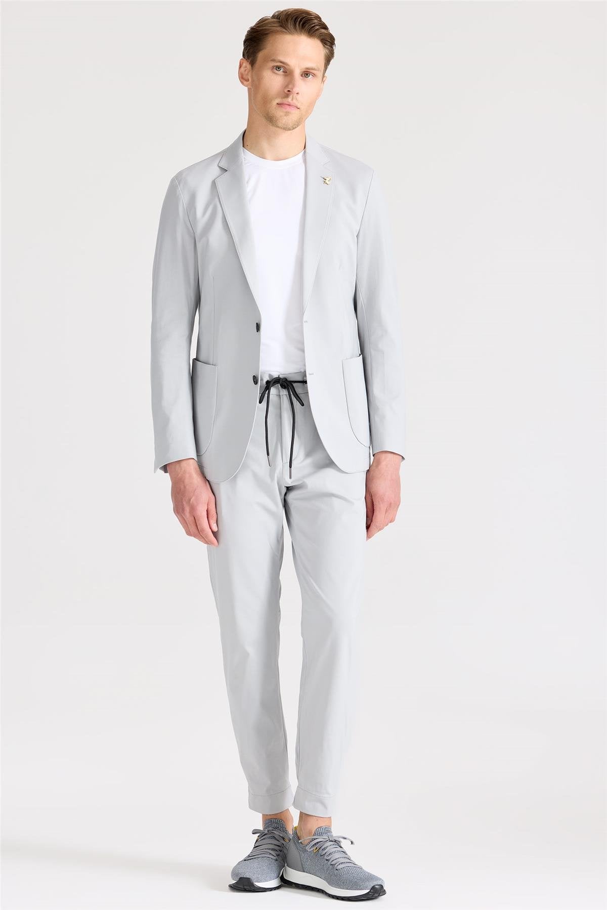 Gri Teknik Kumaş Takım Ebise - Image 4