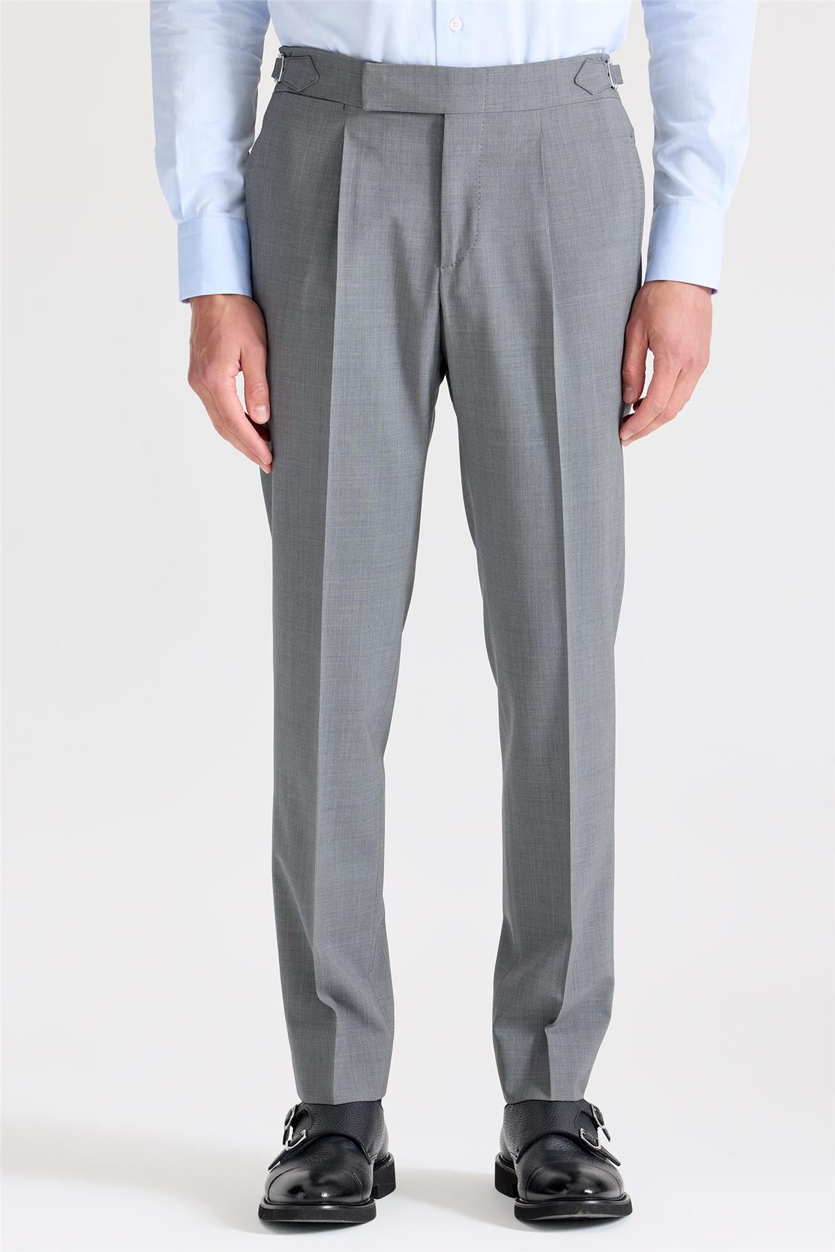 Gri Tokalı Yün Pantolon