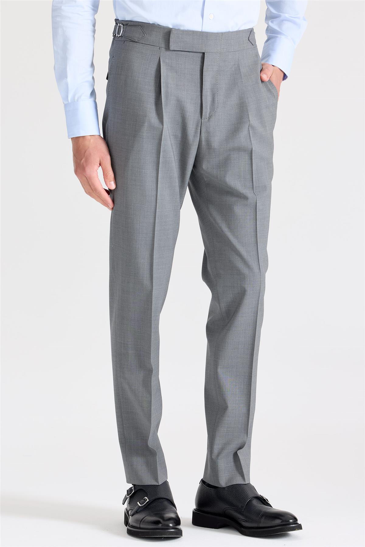 Gri Tokalı Yün Pantolon