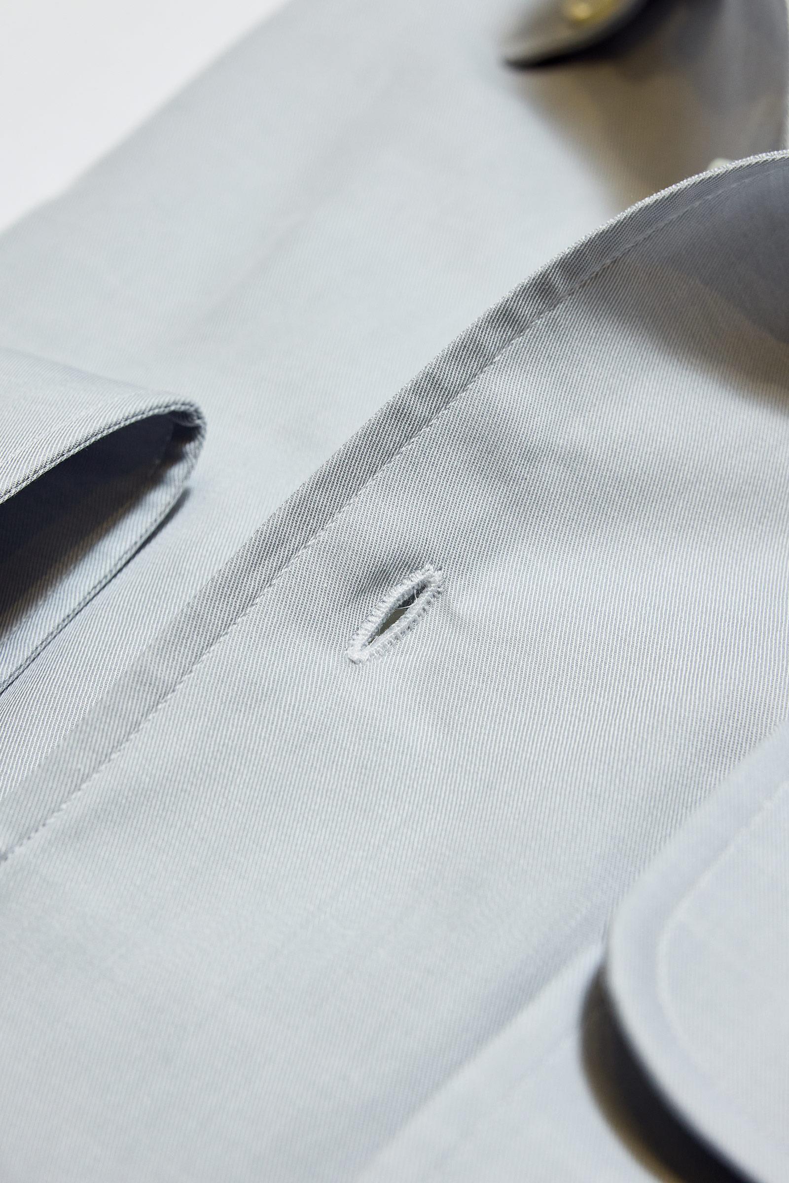 Gri Yaka Düğmeli One-Piece Pamuk Gömlek