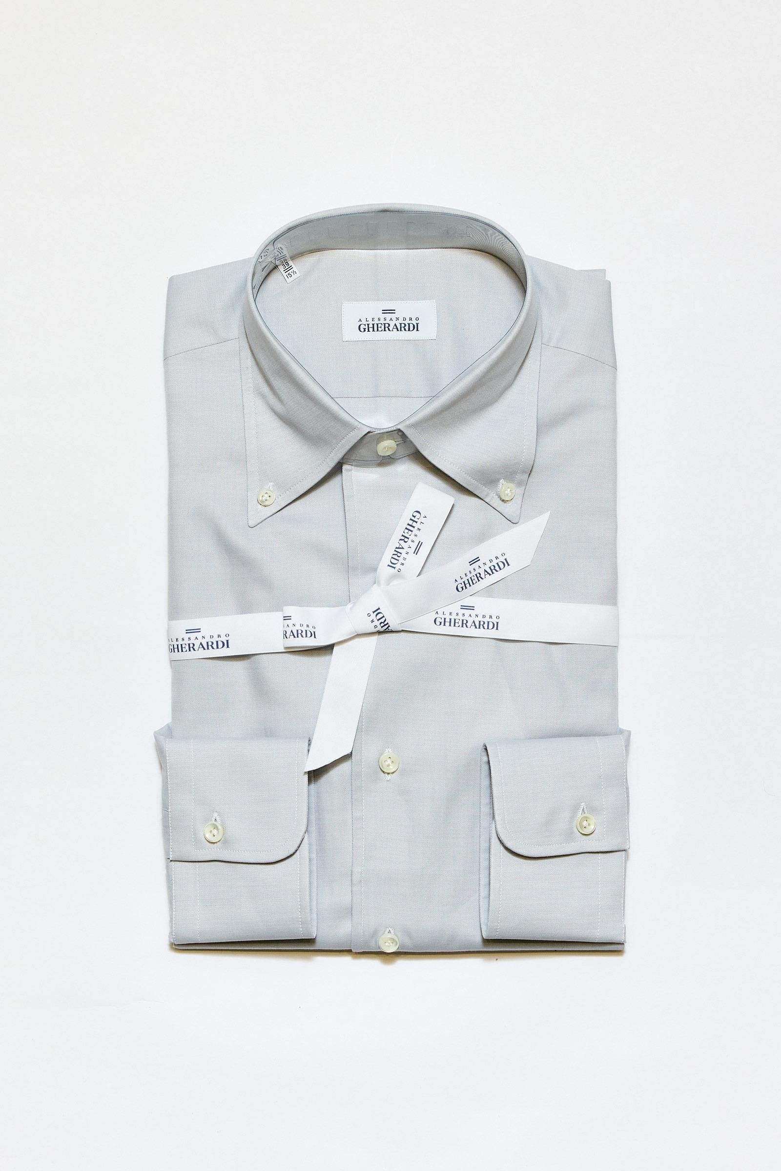 Gri Yaka Düğmeli One-Piece Pamuk Gömlek