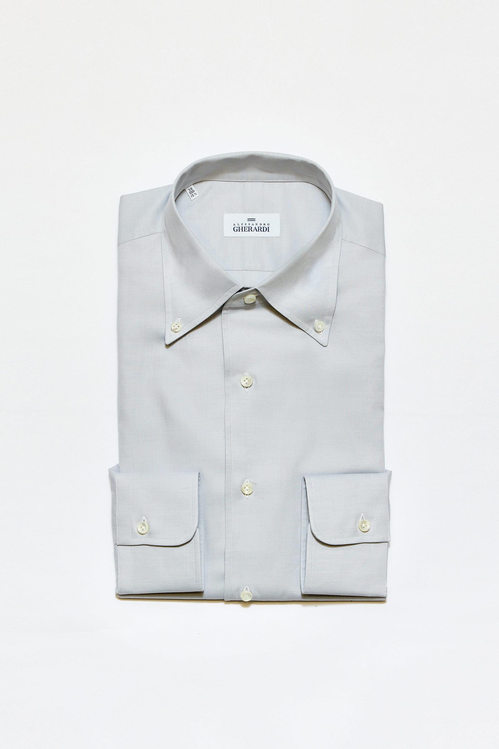 Gri Yaka Düğmeli One-Piece Pamuk Gömlek