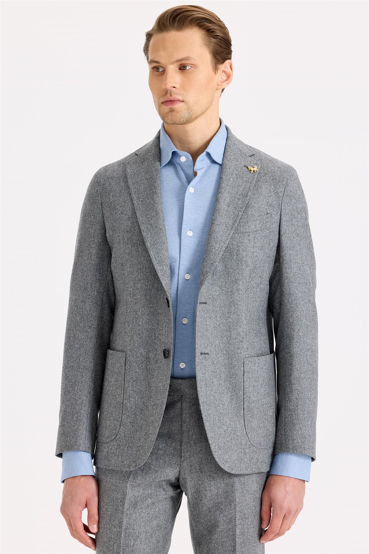 Gri Yün Flanel Takım Elbise - Image 5