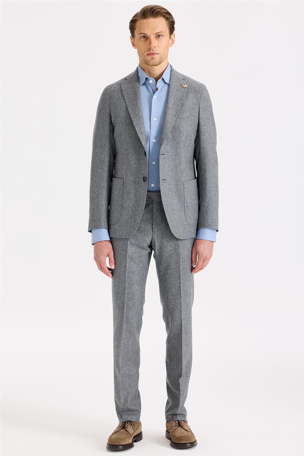 Gri Yün Flanel Takım Elbise - Image 2