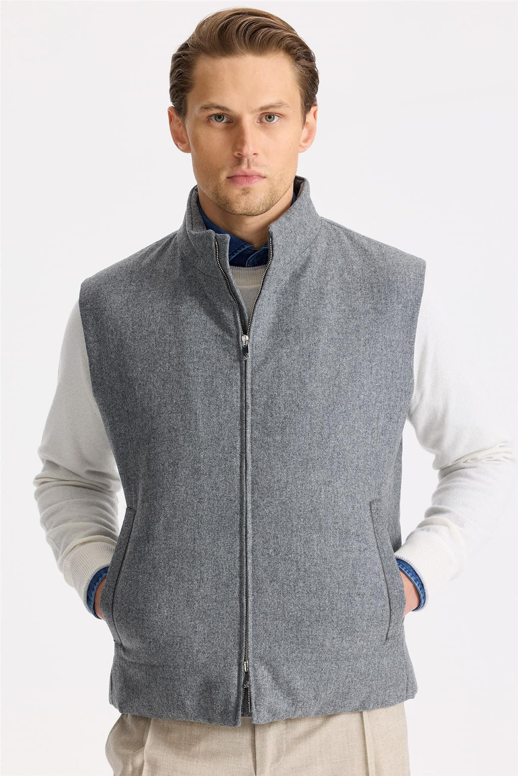 Gri Yün Yelek - Image 5